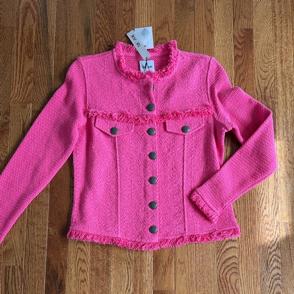 NIC+ZOE Jackets & Blazers - NIC+ZOE Bright Pink Fringe Knit Blazer Jacket size S